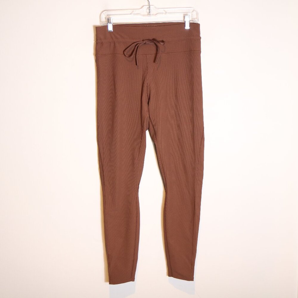 L*Space Turner Legging Womens XL Cafe Brown High Rise Drawstring Ribbed Yoga